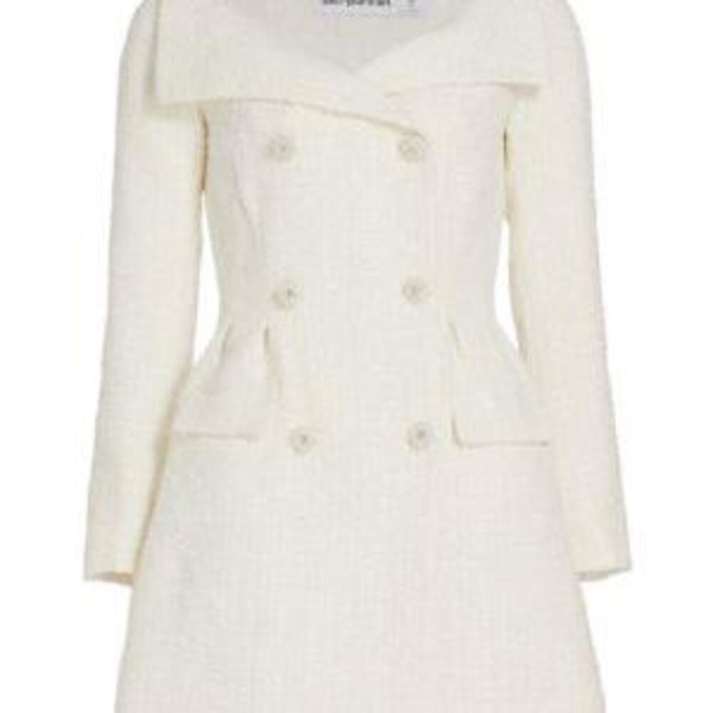Self-Portrait Double-Breasted Boucle Minidress in Cream